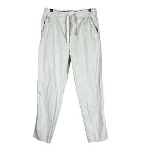 Zara Pants Womens M Cream Cotton Linen Crop Tapered Neutral Minimalist Normcore